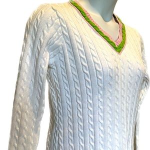 Lilly Pulitzer V-Neck Cable Knit Sweater size XL